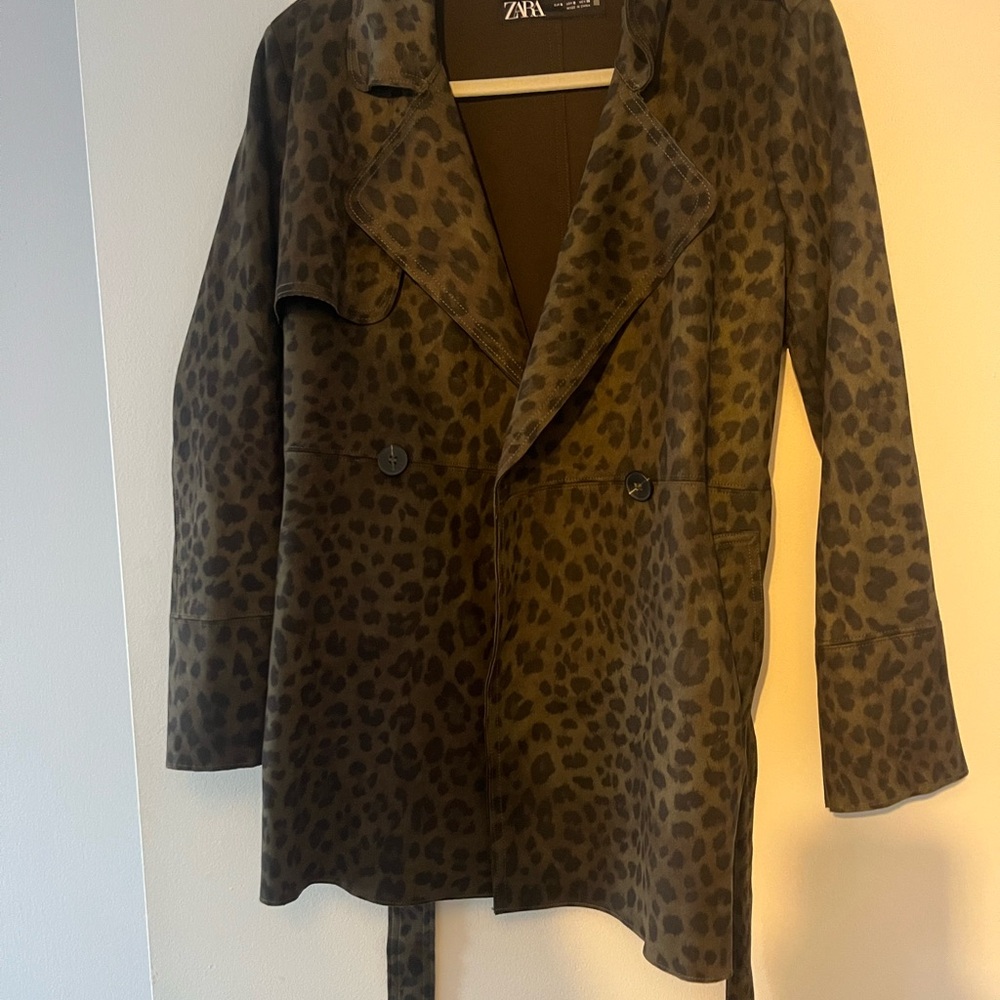 Zara Brown Trench Coat with Leopard Print